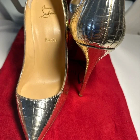 Christian Louboutin Silver Stiletto Heels - Picture 6 of 7